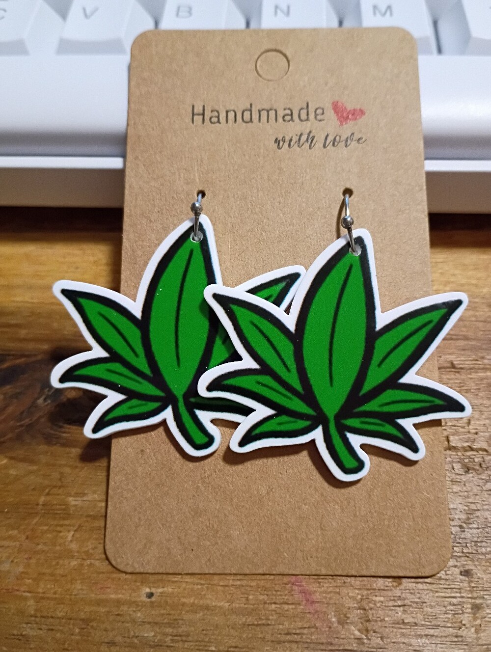 Cartoon Green Hemp Leaf Statement Earrings